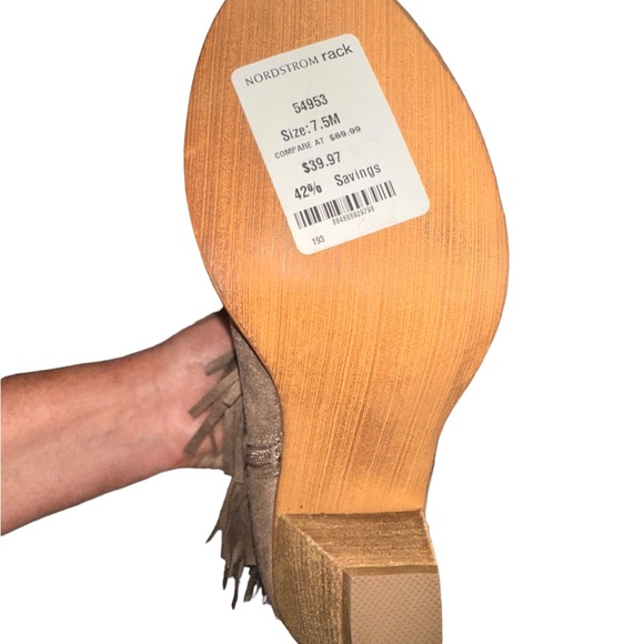 Not Rated size 7.5 suede fringe bootie with silver chain.NWT. stacked heel. - Picture 10 of 10